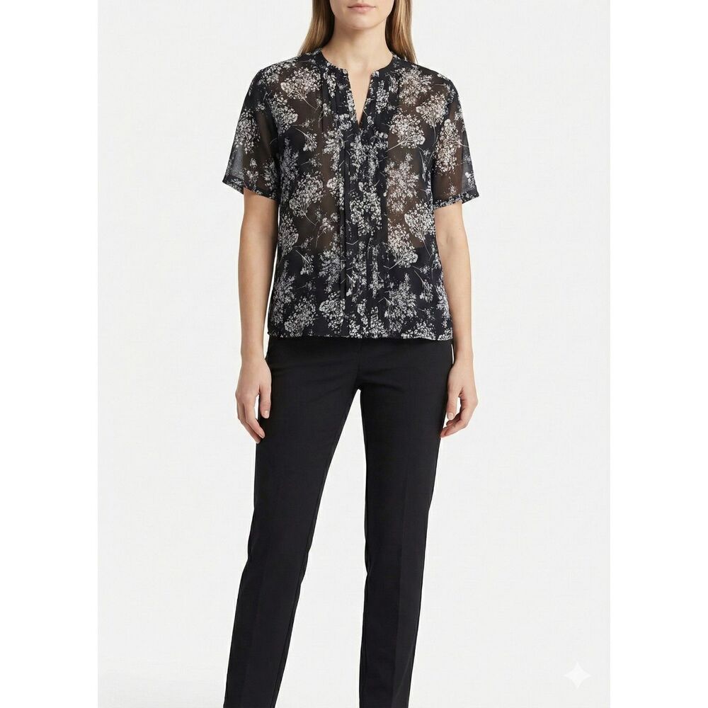Banana Republic Sheer Floral Blouse S Whimsigoth Dark Academia Botanical